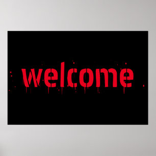 Halloween vermelho sangrento e assustador poster d
