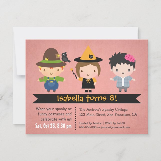 Halloween Vestir Convites de aniversário (Frente)