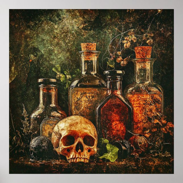 Halloween Vintage Apothecary Poster (Frente)