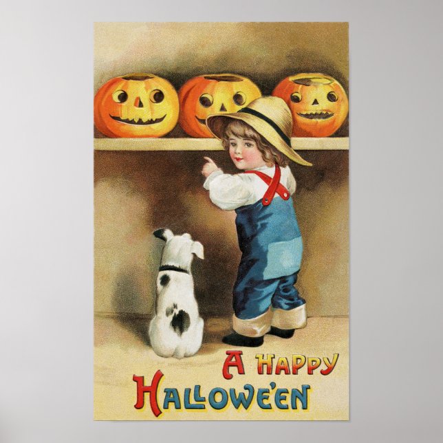 Halloween Vintage Art Poster (Frente)