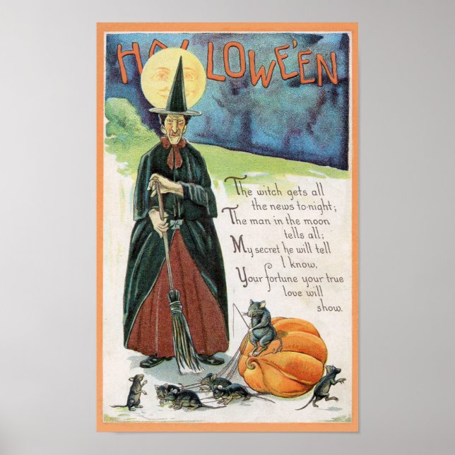 Halloween Vintage Art Poster (Frente)