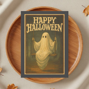 Halloween Vintage Ghost Folheto Cartão