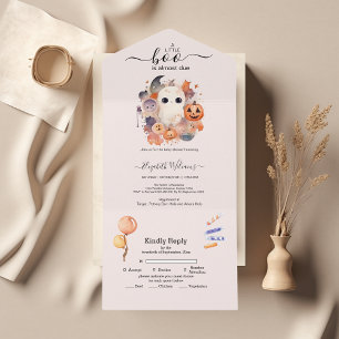 Halloween Watercolor Pumpkin Little Boo Baby Showe