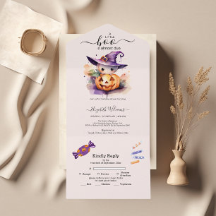 Halloween Watercolor Pumpkin Little Boo Baby Showe