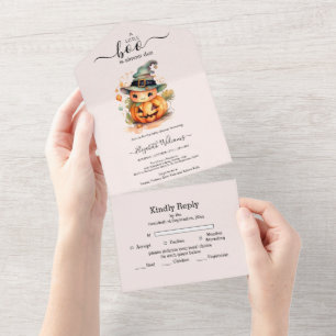 Halloween Watercolor Pumpkin Little Boo Baby Showe