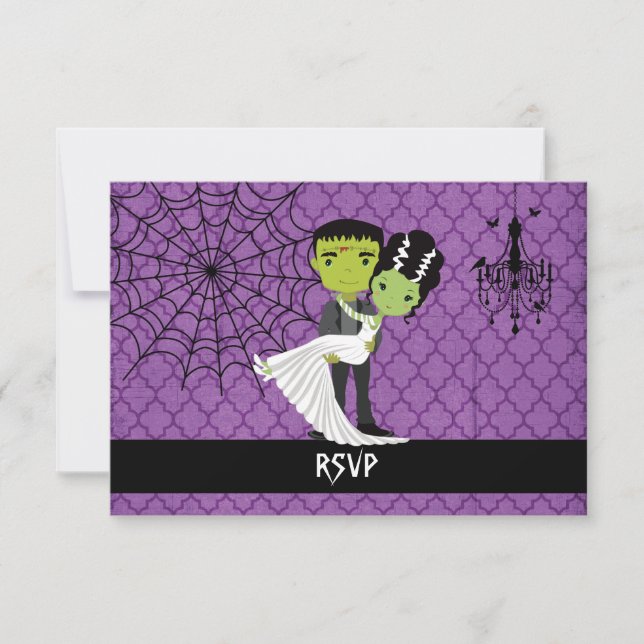 Halloween Wedding RSVP Bride de Frankenstein (Frente)