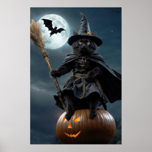 Halloween Witch Cat Poster (versão aproximada)