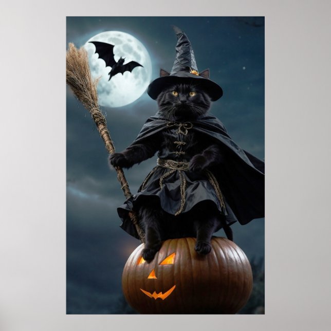Halloween Witch Cat Poster (versão aproximada) (Frente)
