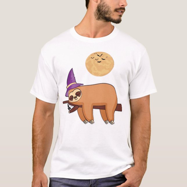 Halloween Witch Sloth Oversized T-Shirt (Frente)