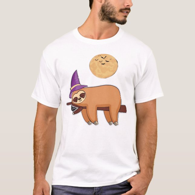 Halloween Witch Sloth Premium T-Shirt (Frente)