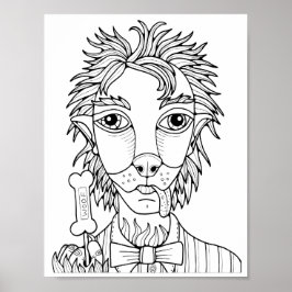 Halloween Wolf Lollipop Coloring Page Art Poster