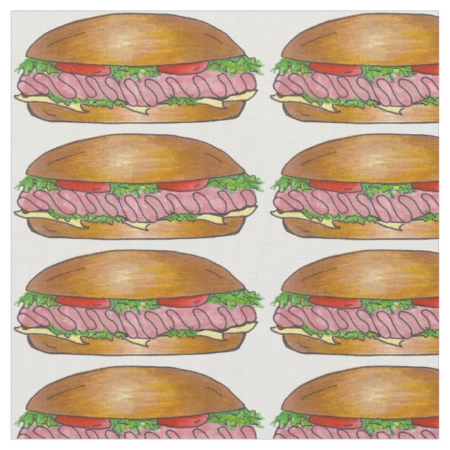 Ham Cheese Sub Hoagie Submarino Sandwich Tecido (Detalhe)