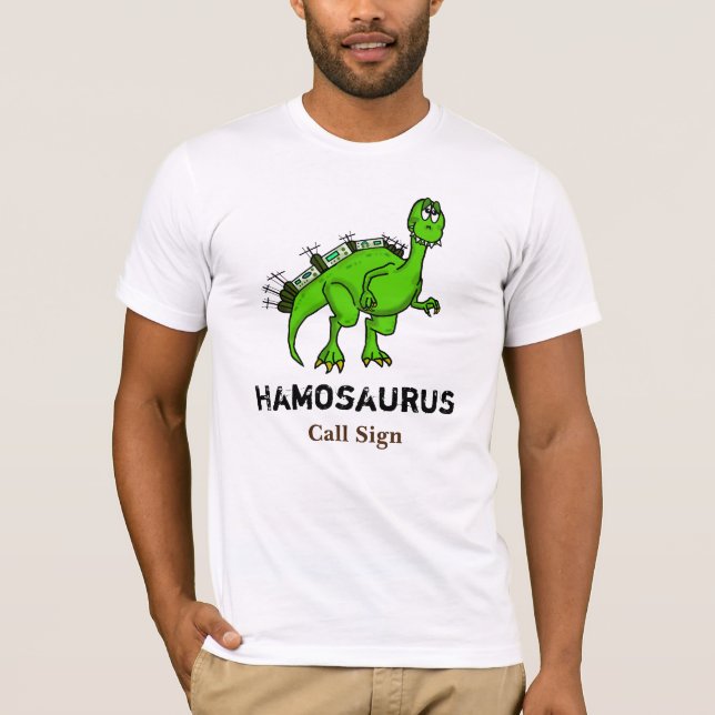 Ham Radio Dinossaur T-shirt Personalize-A! (Frente)