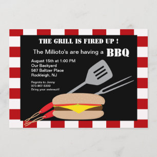 Hamburger com convite do assado dos utensílios