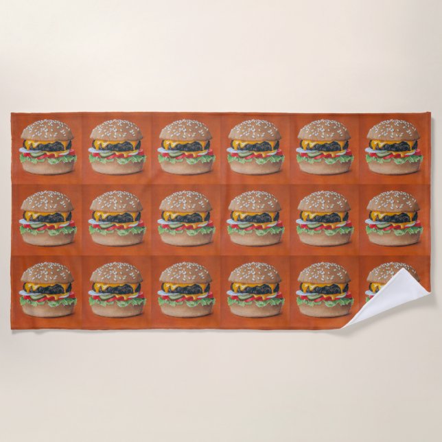 Hamburger Illustração toalha de praia (Frente)