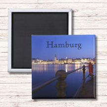 Hamburgo Binnenalster horas azuis íman