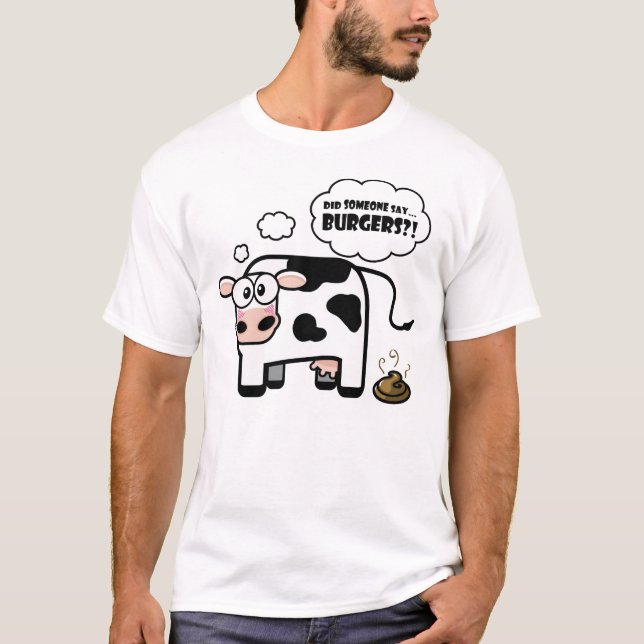 Hamburgueres?! T-shirt engraçado da vaca (Frente)