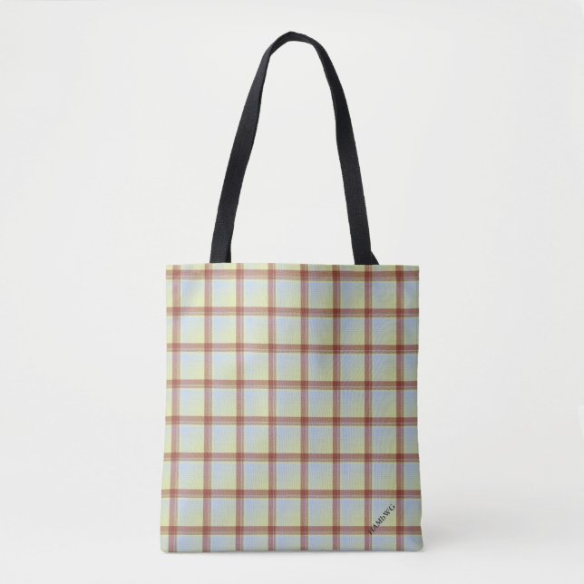 HAMbWG - Saco de Tote - Xadrez Celery/Red Ochra (Frente)