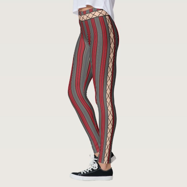 HAMbyWG - Leggings - Red & Cinza Stripes (Esquerda)