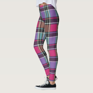 HAMbyWG - Leggings - Xadrez rosa e lilac