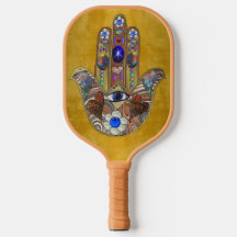 Hamsa Hearts Flowers Opal Art em Dourado