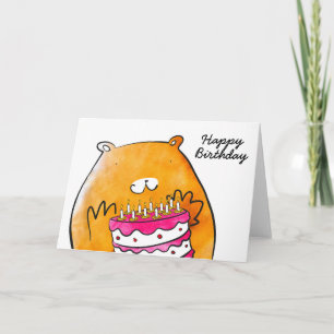 Hamster com cartão de aniversário de bolo
