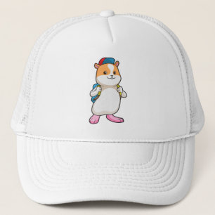 Hamster como Estudante com Mochila e Boné
