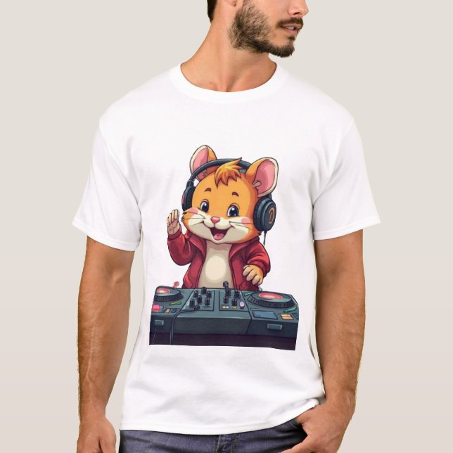 Hamster DJ Vibes - Diversão de Camisa Animal de Mú (Frente)