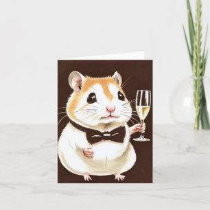 Hamster Fofo com Cartão de Champanhe