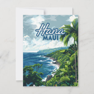 Hana Maui Hawaii Road até à Hana Beach Coast Card