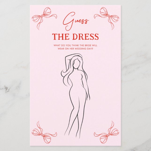 Hand Drawn Bow Red & Pink Guess the Dress Game (Frente)