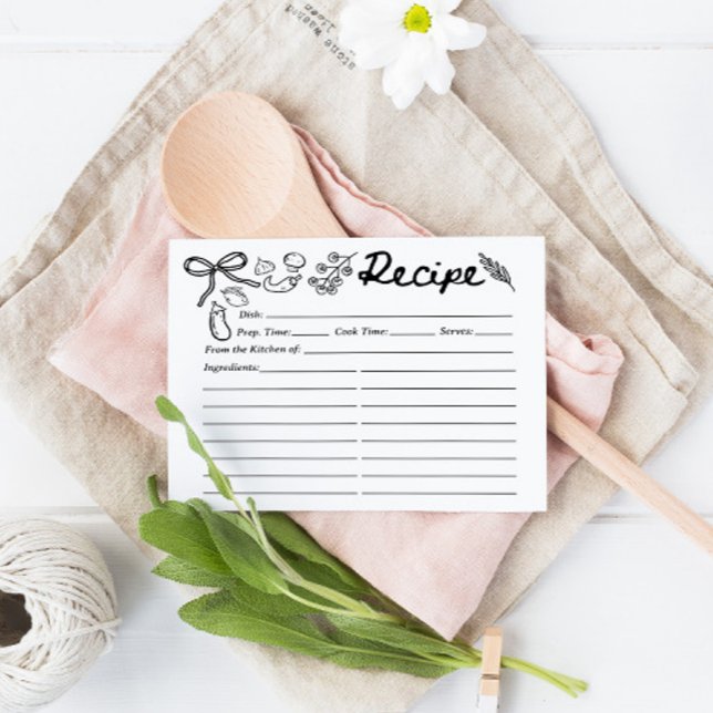 Hand Drawn Organic vegetables Recipe Card (Criador carregado)