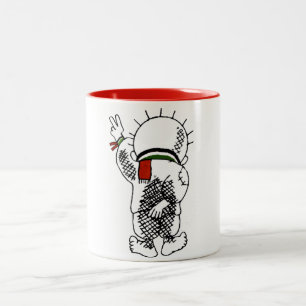Handala (miúdo palestino) na caneca
