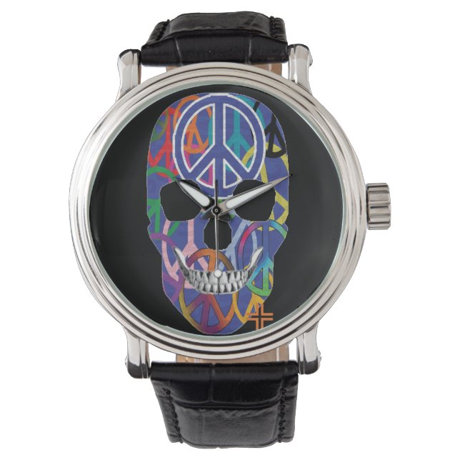HANDSKULL: Relógio de paz significa couro B2 (Frente)