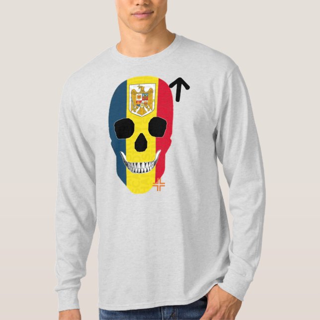 HANDSKULL Romênia T-Shirt B2 de longa distância (Frente)