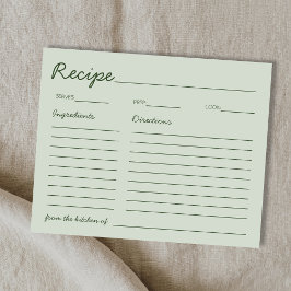 Handwritten Font Sage Green Recipe For The Bride
