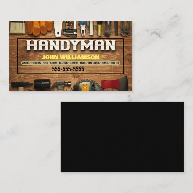 Handyman Hammer e unhas Cartão de visita (Frente/Verso)