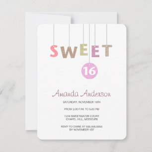 Hang Cartas Doce 16 Convites de Aniversário