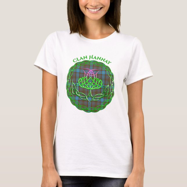Hannah Scottish Tartan Celtic Thistle T-Shirt (Frente)