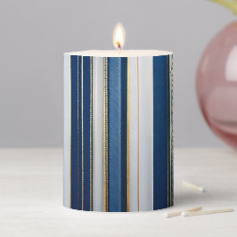 Hanukkah Blues Stripes Azul Branco Dourado