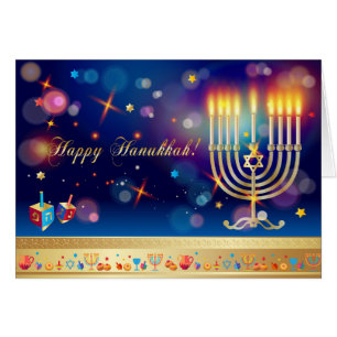 Hanukkah - Cartão de Menorah de Férias do Festiv