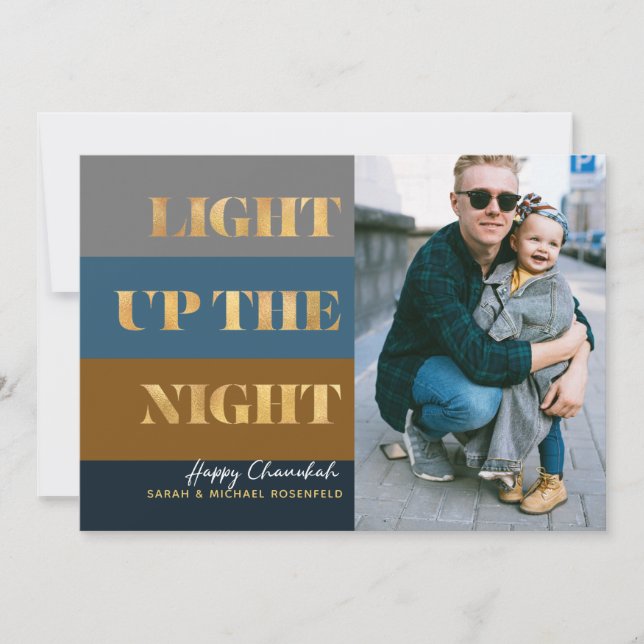 Hanukkah Chanukah traz luz Dourada para a Foto da  (Frente)