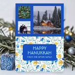 HANUKKAH CUSTOM 3 FOTOS Driedel Gelt Holiday<br><div class="desc">Personalize esta placa plana adicionando seu próprio texto e fotos na frente ou atrás. Há uma grade em frente às fotos que facilita o uso de fotos de qualquer tamanho e mantém-nas alinhadas e em formato quadrado. Você pode excluir a grade ou alterar as cores ou a espessura das linhas,...</div>