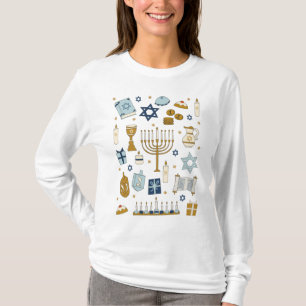 Hanukkah Doodles ilustre fofo, T-Shirt