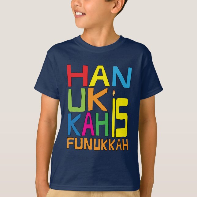 Hanukkah é Camisa Funukkah/Camisa Negra (Frente)