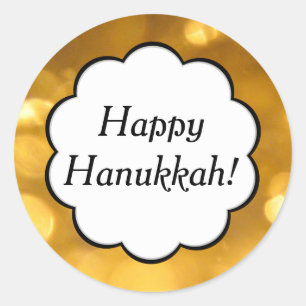 Hanukkah feliz - etiqueta dourada
