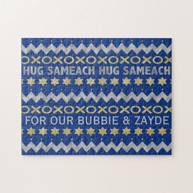 Hanukkah "HUGS" Quebra-cabeça personalizado (Horizontal)