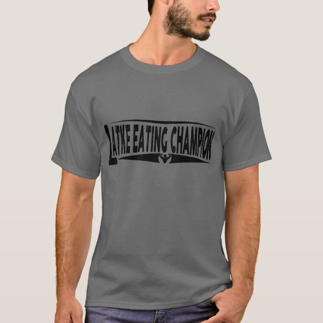 Hanukkah "Latke Eating Champion" Algodão T-Shirt (Frente)