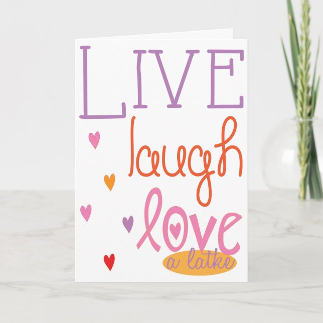 Hanukkah "Live Laugh Love a latke" Cartão com Enve (Frente)