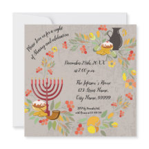 Hanukkah Menorah com Convite para Velas